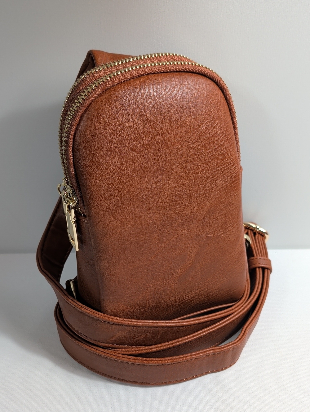 NWOT Tan Faux Leather Mini Sling Crossbody Bag